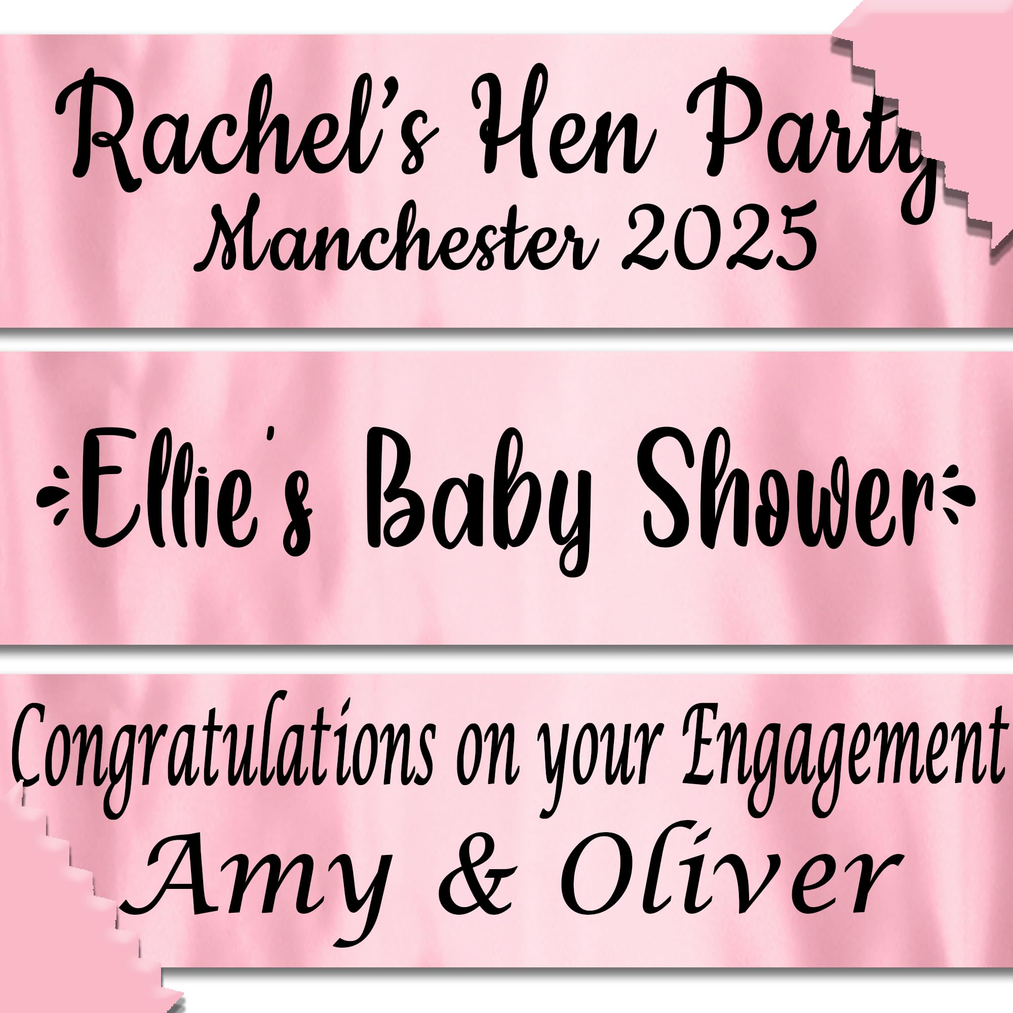 Personalised 80cm Banner Baby Pink - Birthday Party Hen Do Bride Baby Shower