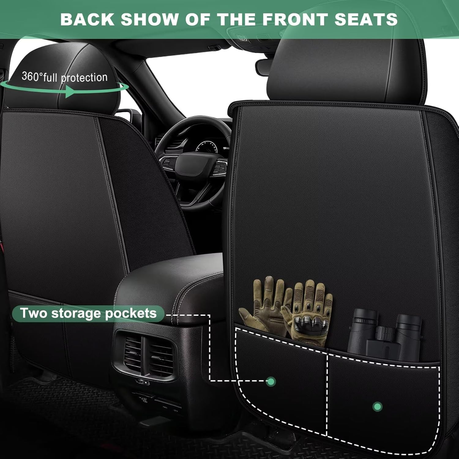 YORKNEIC Seat Covers Fit for Ford Fusion 2010-2020 Full Set Cooling Ice Silk Faux Leather Seat Covers Breathable Seat Cushion Protector (5 Seat, Black)