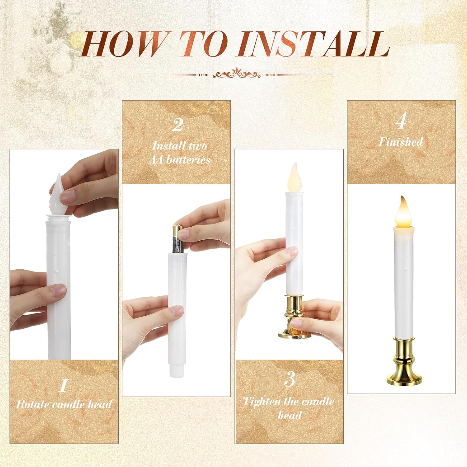 Yungyan 20 Pieces Window Candle Lights with Sensor Dusk to Dawn Flameless Battery Operated LED Candles Bulk Flicker Flame for Christmas Holiday Party Decorations