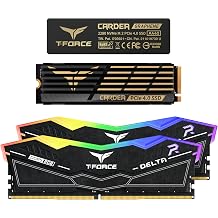 TEAMGROUP T-Force Delta RGB DDR5 32GB Kit 2x16GB 6400MHz Desktop Memory Black FF3D532G6400HC40BDC01 Bundle with CARDEA A440 2TB NVMe PCIe Gen4 M.2 2280 Gaming SSD Read 7000 TM8FPZ002T0C327