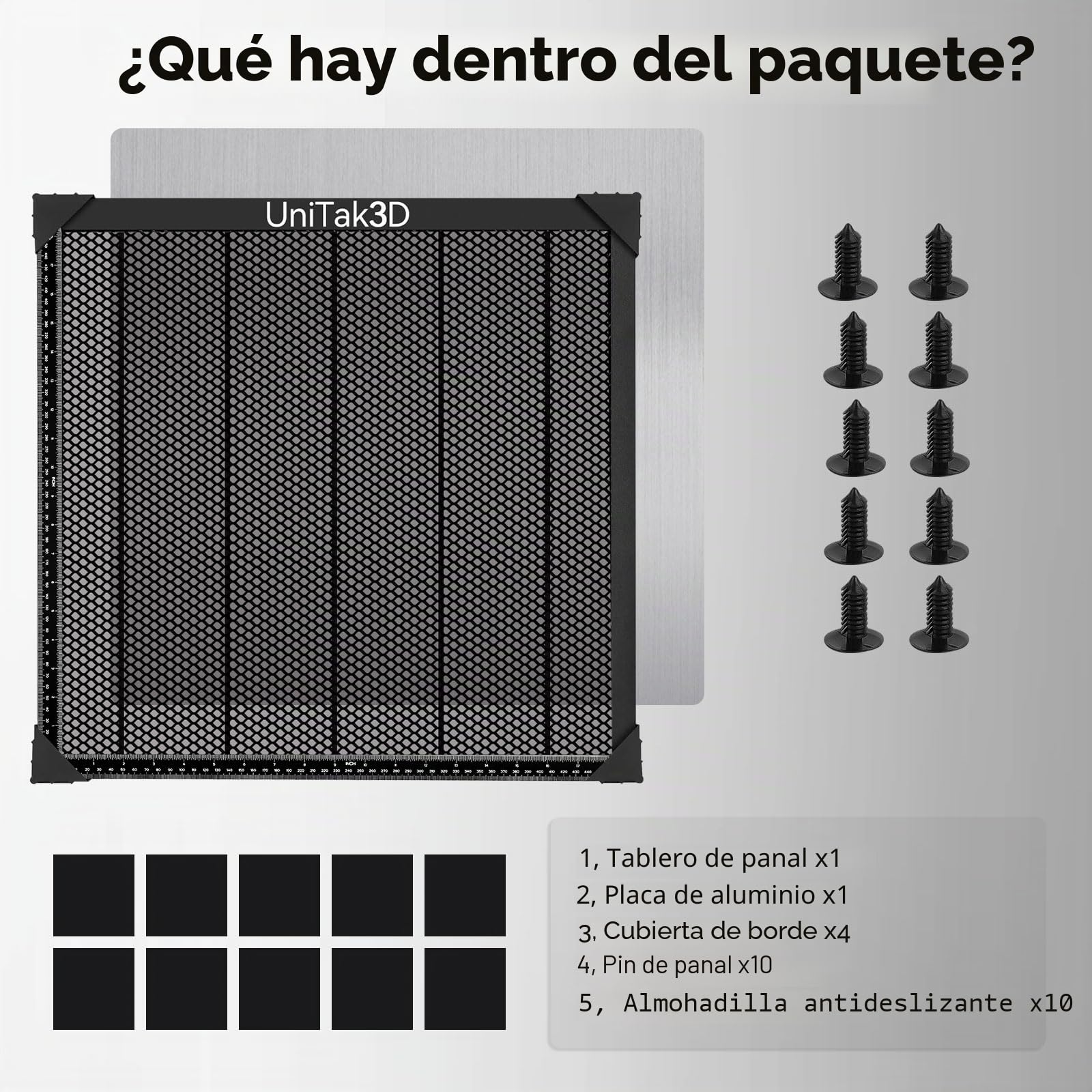 UniTak3D Nido de Abeja Láser Cama 500x500mm Compatible with XTool D1/D1 Pro/S9/S10/S30 Pro/RAY5 Engraver Honeycomb Láser o Máquina de Grabado Láser Placa de Aluminio Working Area 460x460mm