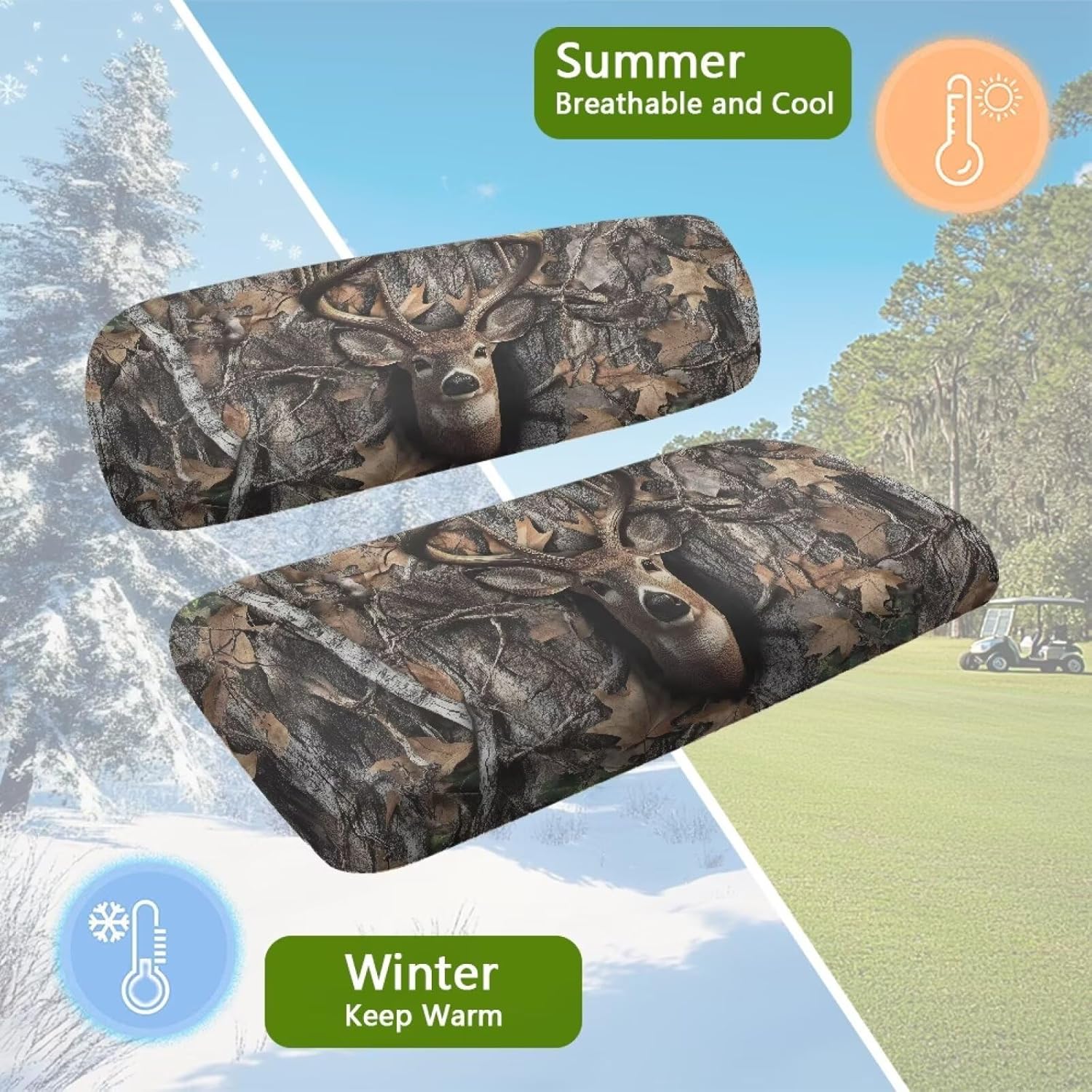 Camo Hunting Deer Golf Cart Seat Covers Breathable Universal Golf Cart Seat Blanket for Club Car Precedent and Most Original Front Seat Soft and Comfortable Easy Installation