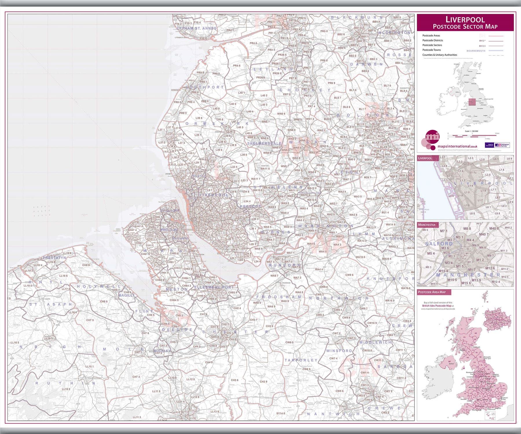 Liverpool Postcode Sector Map (Hanging bars)
