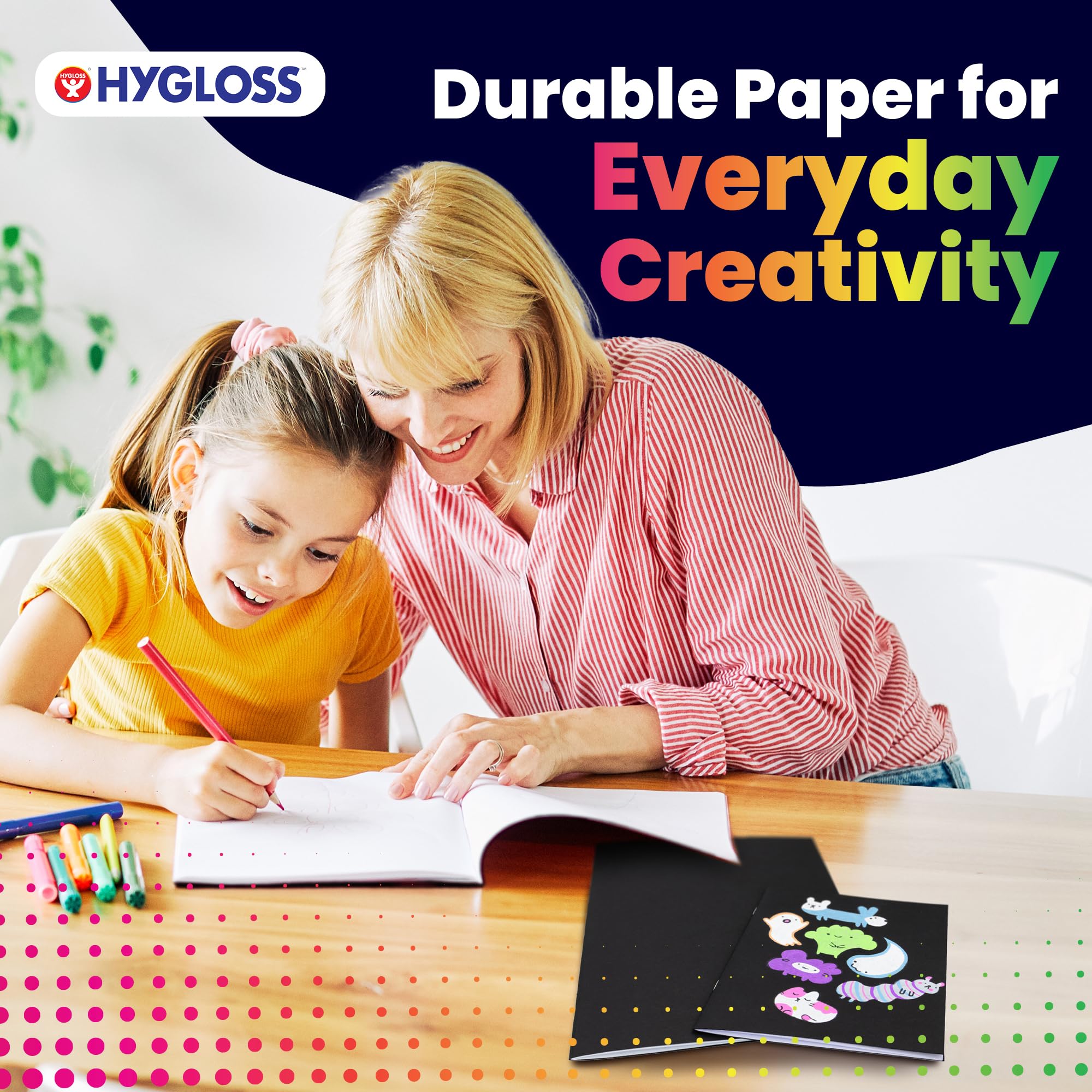 Hygloss Libros en blanco de 8.5 x 11 pulgadas, paquete de 6, tapa blanda de color negro para dibujar y escribir, libros vacíos para diario, bocetos o artes y manualidades