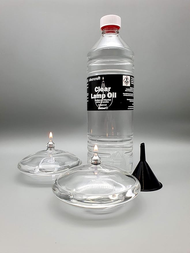CLEARCRAFT 2 X 11cm Diameter Hand Blown Glass Oil Candle Lamps Plus One