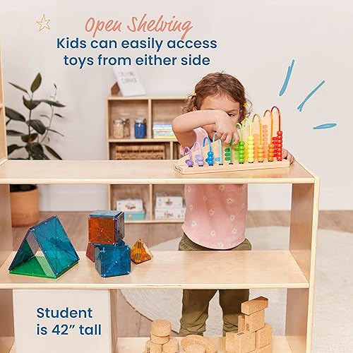 Miniatura 27 de ECR4Kids Streamline Armario de almacenamiento de 3 estantes, 36 pulgadas de alto, pantalla de doble cara, gris lavado Natural,Blanco Cal,Gris (Grey