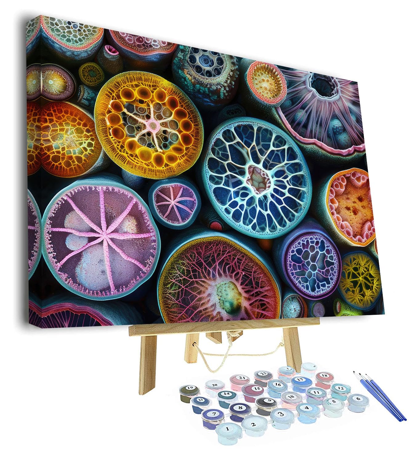 TISHIRON Paint by Numbers Kit for Adults, Adult Paint by Number Kits - Microscopic Cell Biology Art with Colorful Embryo & Cellular Design on Canvas, Perfect for Beginners(16x20 inch, Framed)
