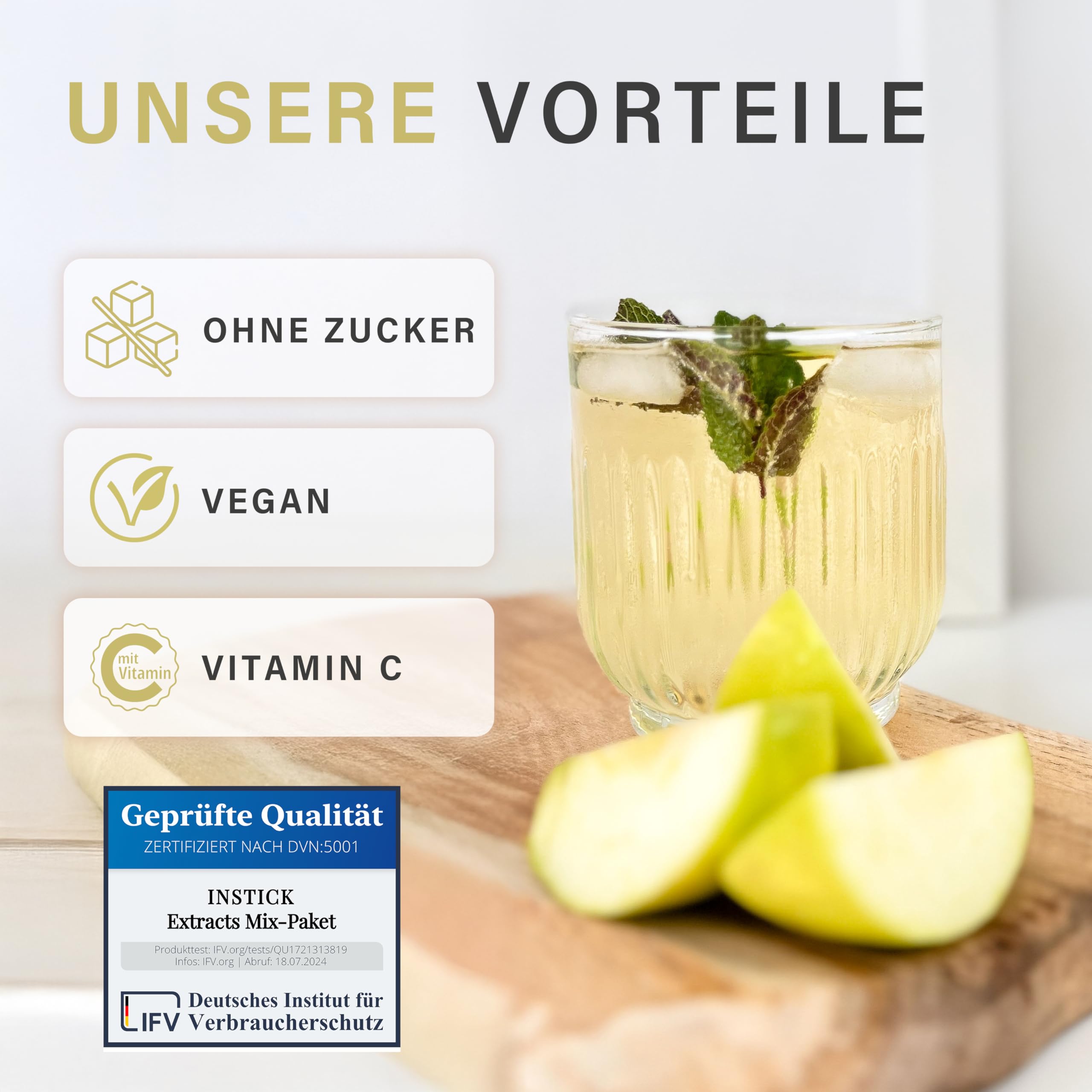 INSTICK Extracts bevanda istantanea senza zucchero (pacchetto misto) per 12 x 0,5 L polvere per bevande vegana a basso contenuto calorico con vitamina C per bevande calde e fredde