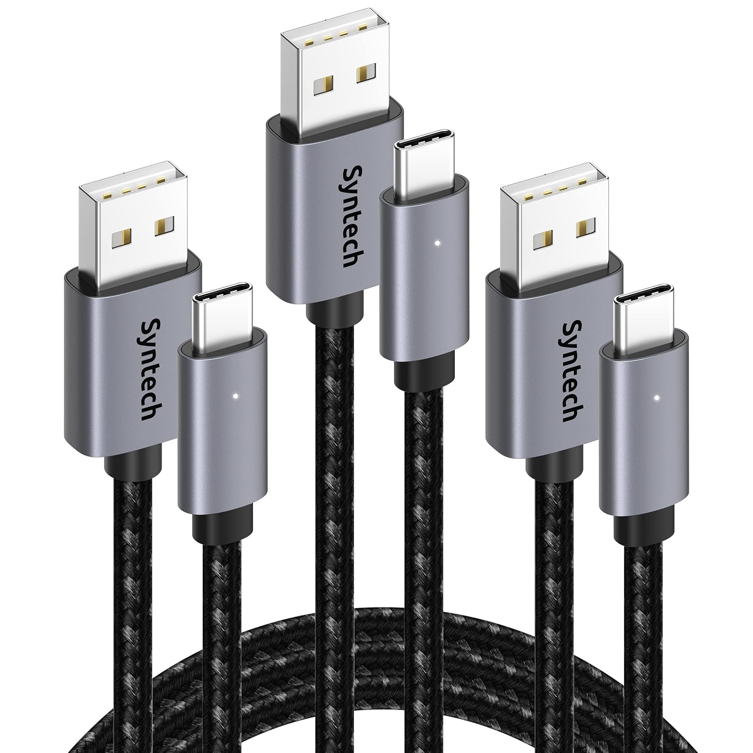 Syntech USB C Cable [3 Pack, 6.6ft] USB C Charger Cables, USB A to USB C Charging Cable USB Type C 3A Fast Charge Cable Compatible with Samsung Galaxy S21, Go Pro, Switch and More, LED Indicator