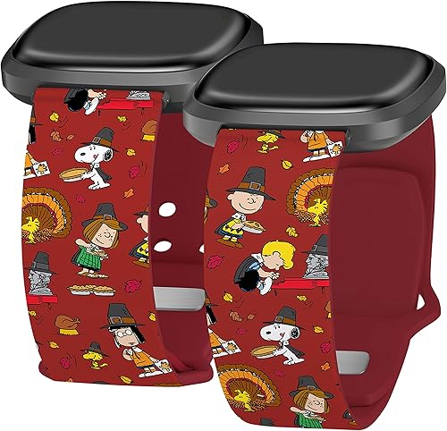 Miniatura 1 de Affinity Bands Peanuts - Correa de reloj HD de Acción de Gracias compatible con Fitbit Versa 3 y Sense