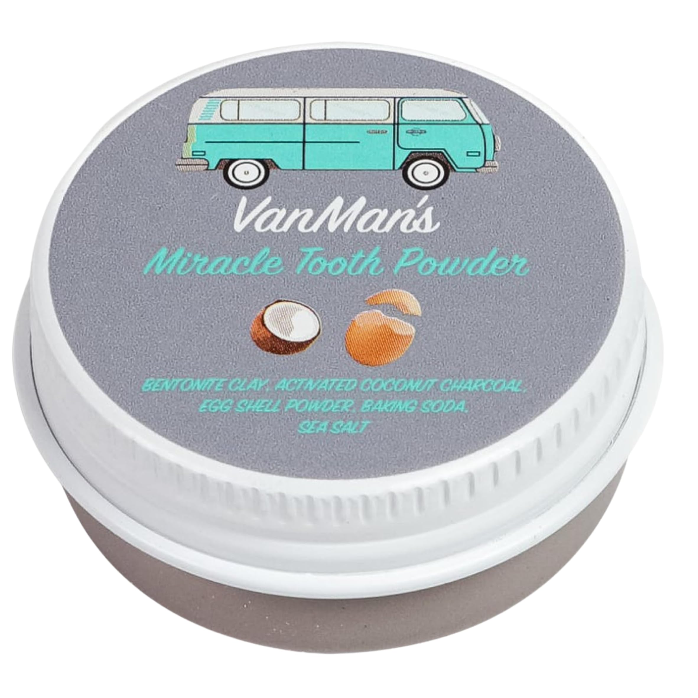 Vanman's - Tiny Miracle Eggshell Tooth Powder - Fluoride-Free Whitening with Coconut Charcoal & Eggshell Powder - Remineralizing - 0.25 oz