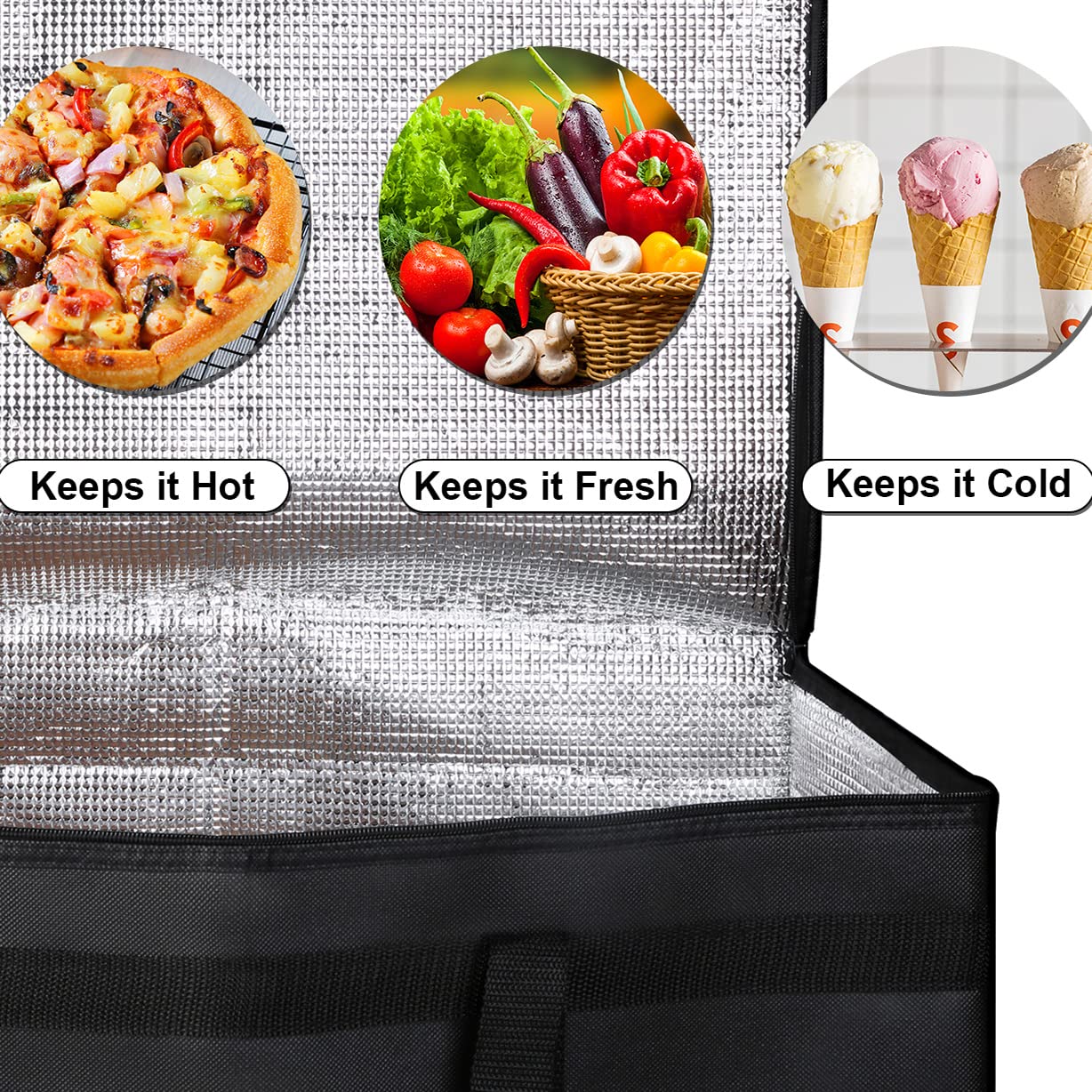 musbus 10 Stück extra große XXXL isolierte Lebensmittel-Liefertasche Kühltaschen halten Lebensmittel warm Therma Catering Tasche für Doordash 55,9 x 35,6 x 33 cm Kühltaschen Therma Shopper heiße XXXL