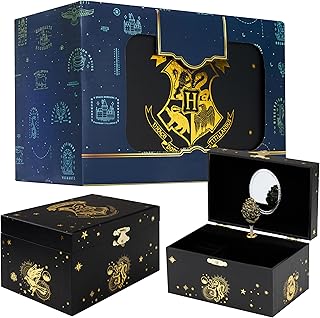 Harry Potter Musical Jewellery Storage Box for Girls with Spinning Hogwarts Crest Jewel Storage Kids, Gifts