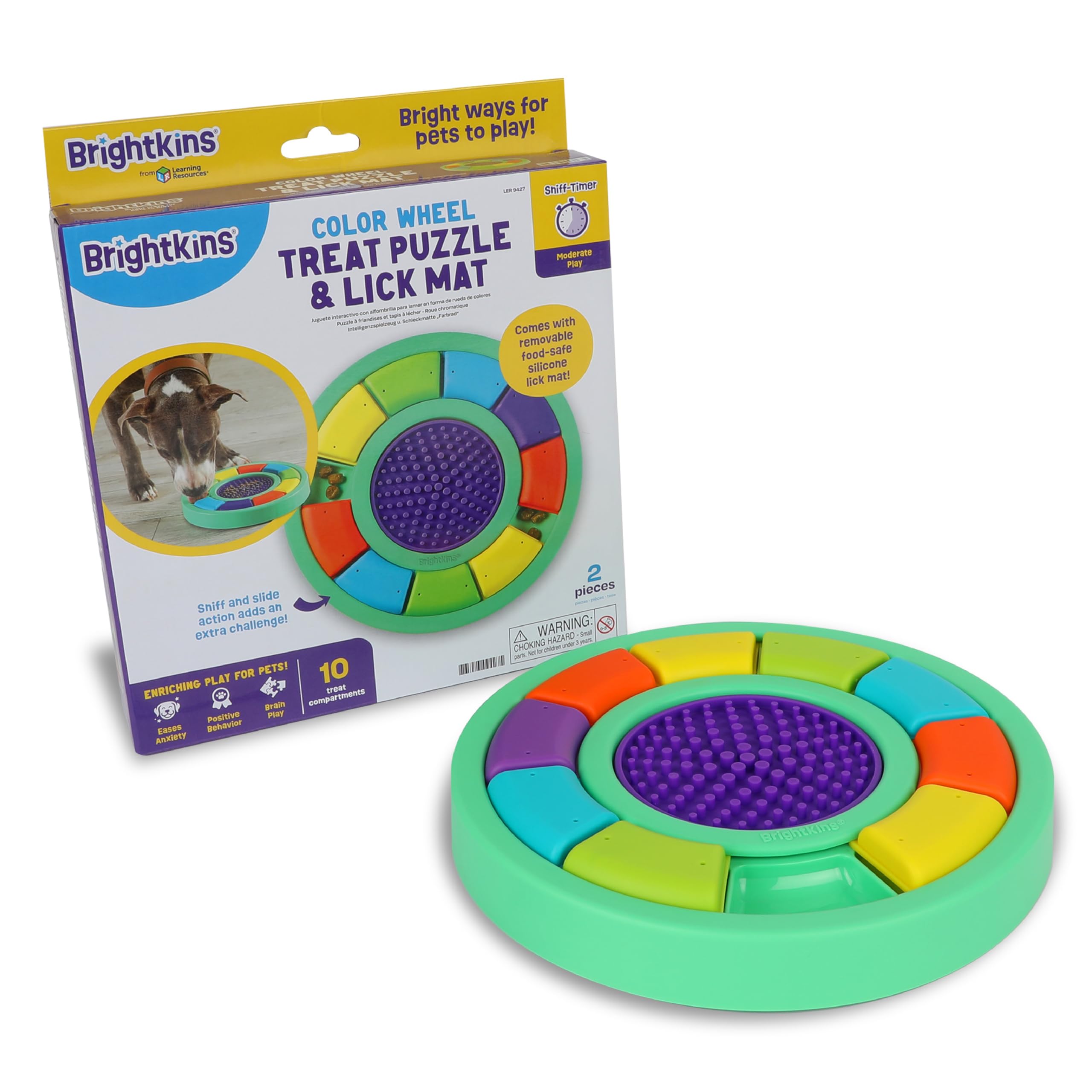 Brightkins Colour Wheel Treat Puzzle & Lick Mat, Interactive Dog Toy, Lick Mat for Pet Training, Slow Release Dog Feeding Mat
