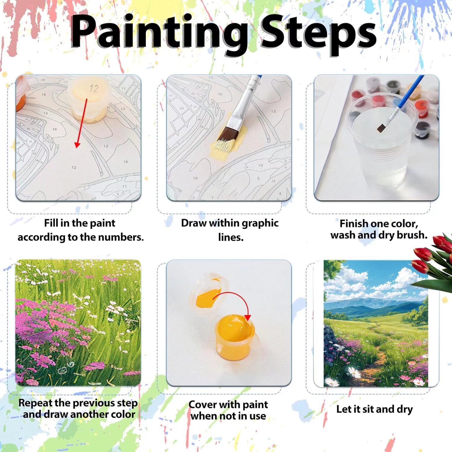 Pintar por Numeros Adultos pintar por numeros niños manualidades niños 10 años, DIY Pintar por Números de Pincel y Pintura acrílica Decoraciones para el Hogar Manualidades, sin Marco 60x80cm C-46