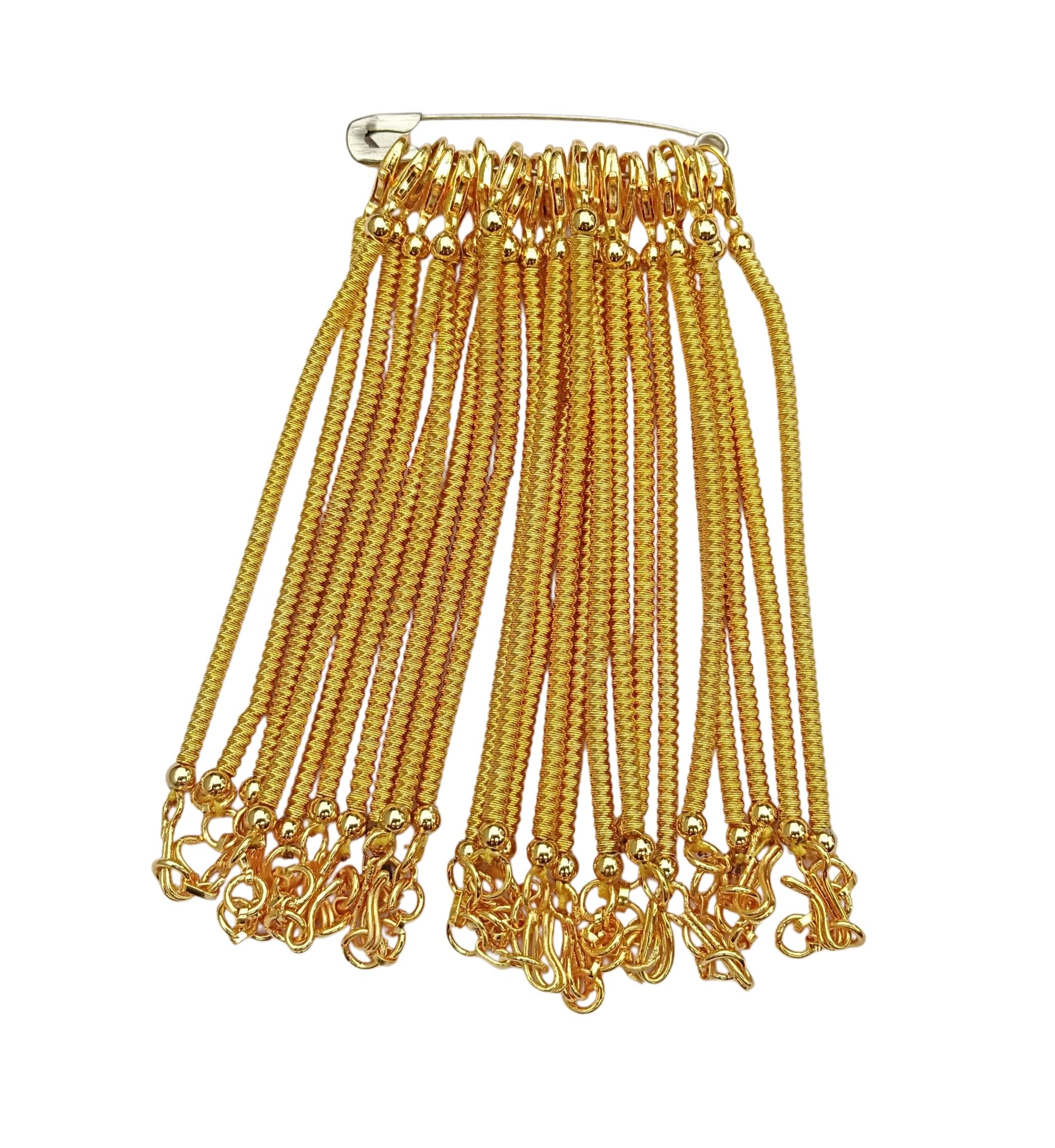Necklace Making Metal Dori Chain, Necklace Back with Hooks, Golden Colour Connecting Chains with End Locks for Jewelry Making Supply, Dori for Chain,Back Chain - Pack of 6 pcs