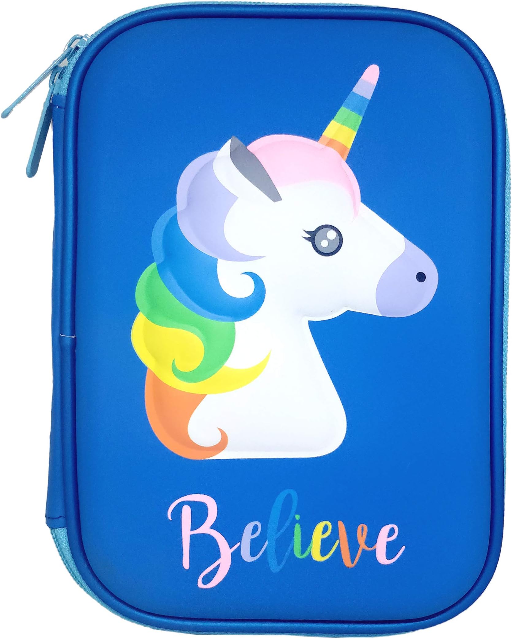 Jiada Premium Stylish Unicorn Print Large Capacity Hardtop EVA Pencil Case with Compartment (Multicolour) (Unicorn 1)