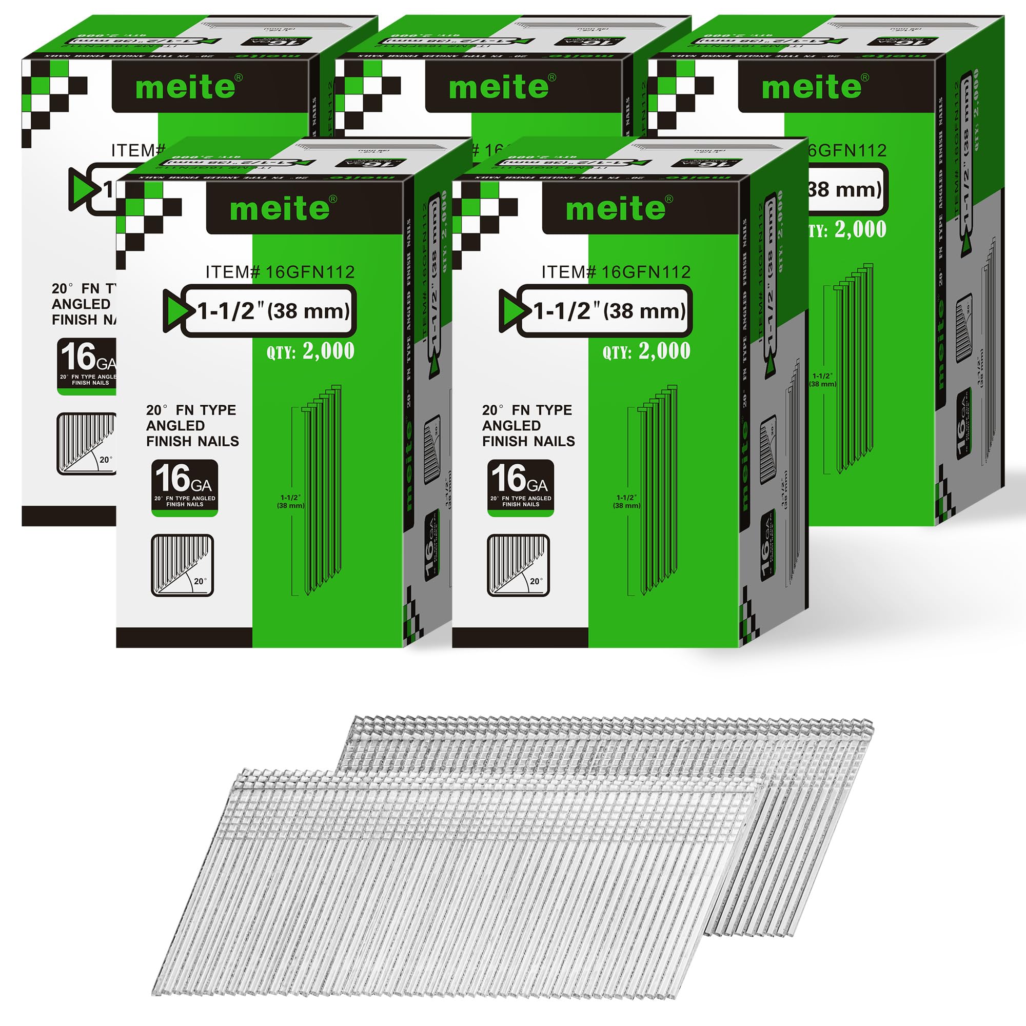 Meite 2 Inch Finish Nails - 2000 PCS -15 Meite 2 Inch Finish Nails - 2000 PCS -15