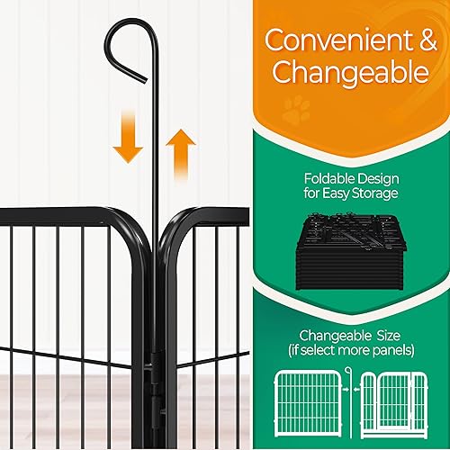 Miniatura 8 de Yaheetech Corralito para perros al aire libre, 12 paneles de valla para perros de 24 pulgadas, corral para mascotas de interior para perros medianos