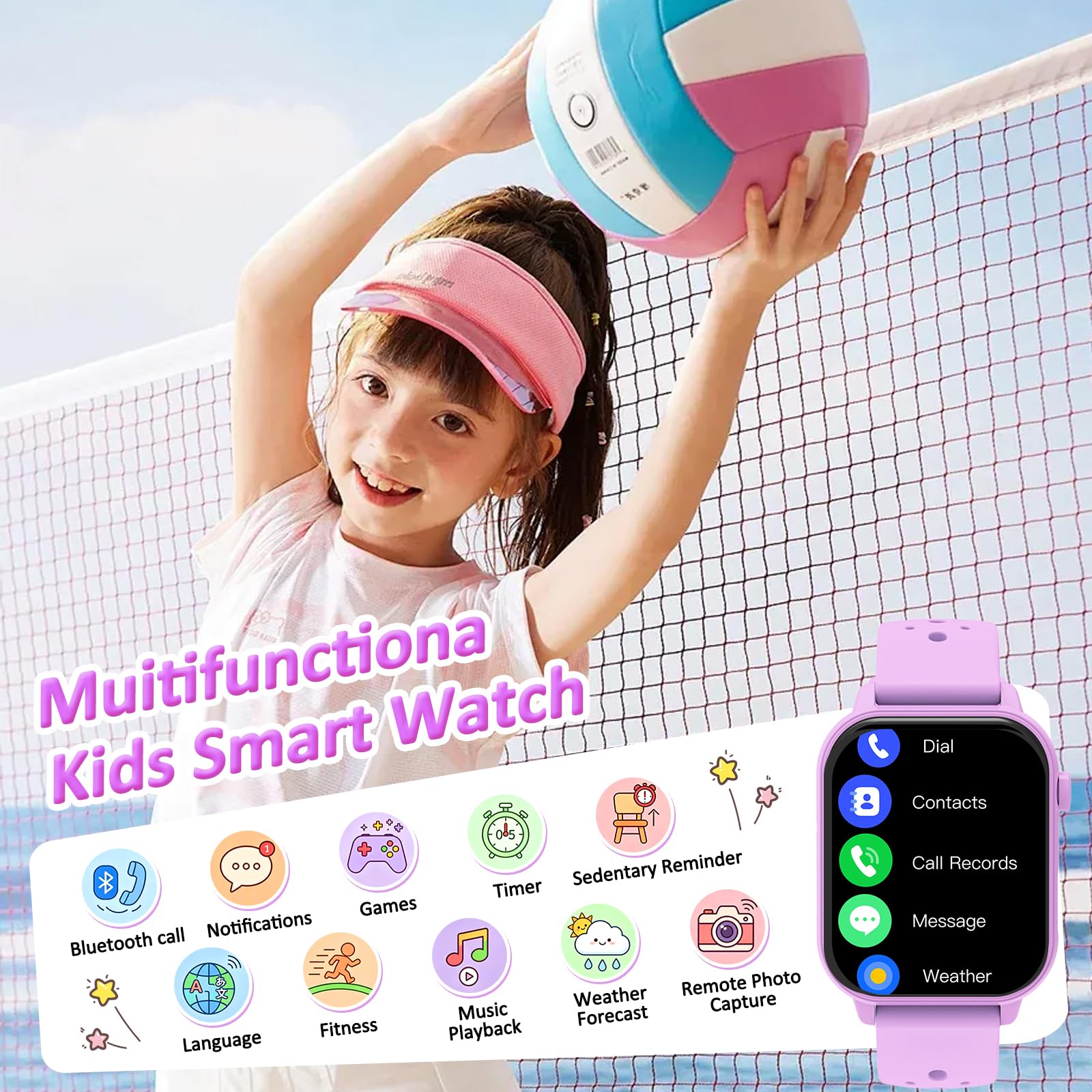 Reloj Inteligente Niño y Niña, Smartwatch Niños con Llamadas Bluetooth
