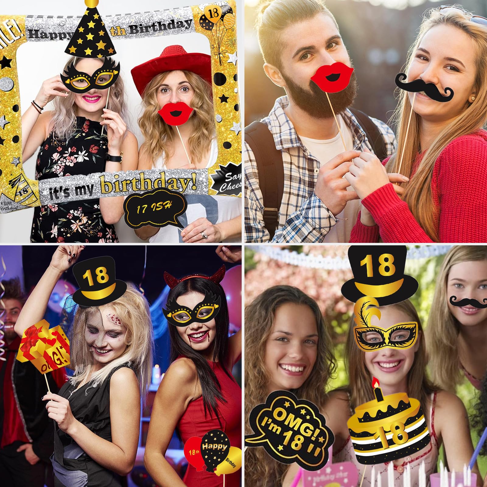 58 pezzi di accessori per photobooth da festa, compleanni, matrimoni e