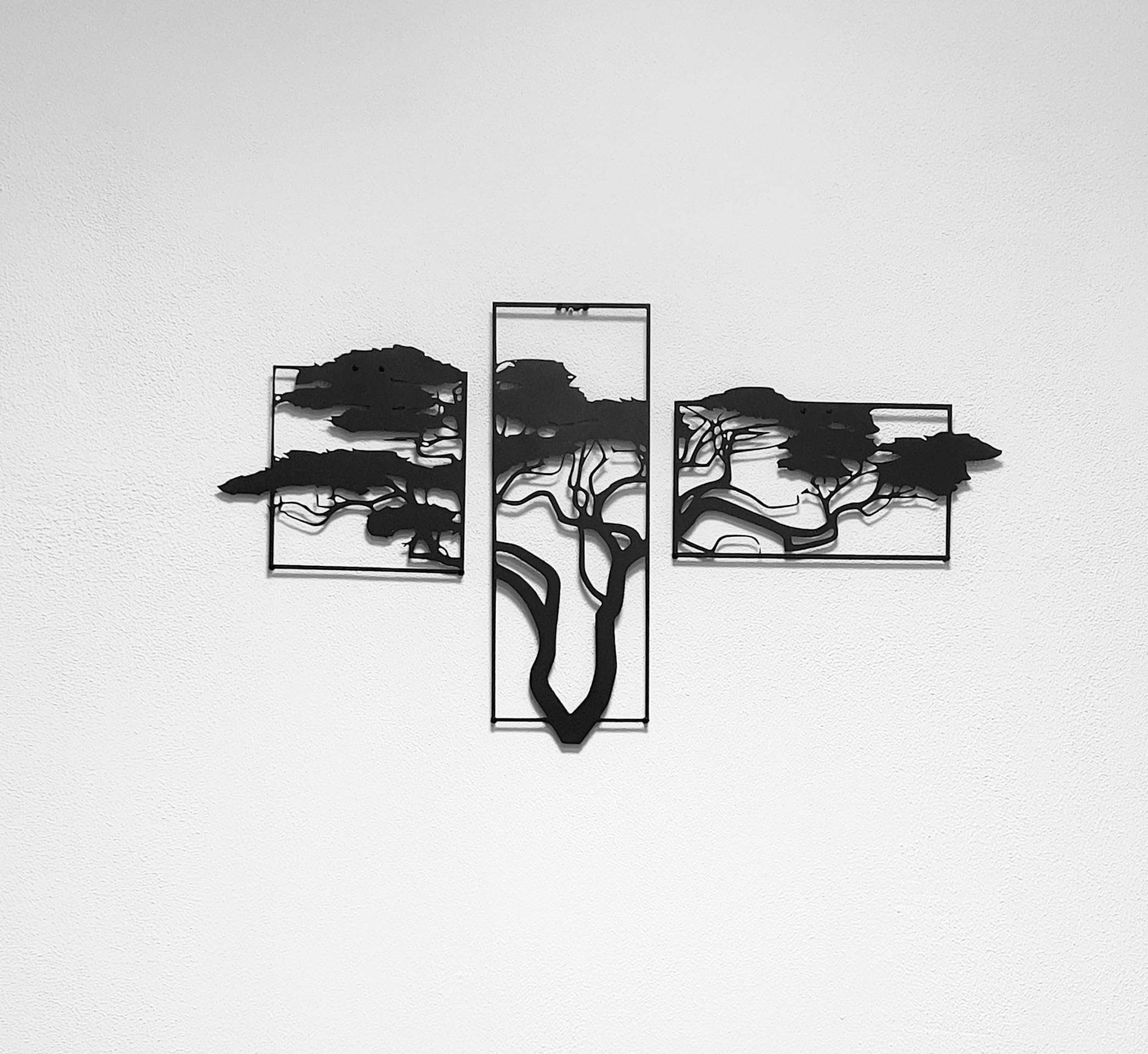 Tubibu Décoration murale de l'arbre de vie, tableau mural en métal noir, décoration murale moderne pour la maison, autocollant mural, images pour la maison, le bureau, la chambre à coucher, le salon