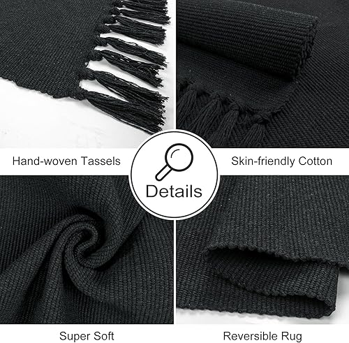 Miniatura 3 de Seavish Alfombra de entrada lavable de 3 x 5 pies, alfombra negra para sala de estar, alfombra grande para puerta interior, entrada interior,