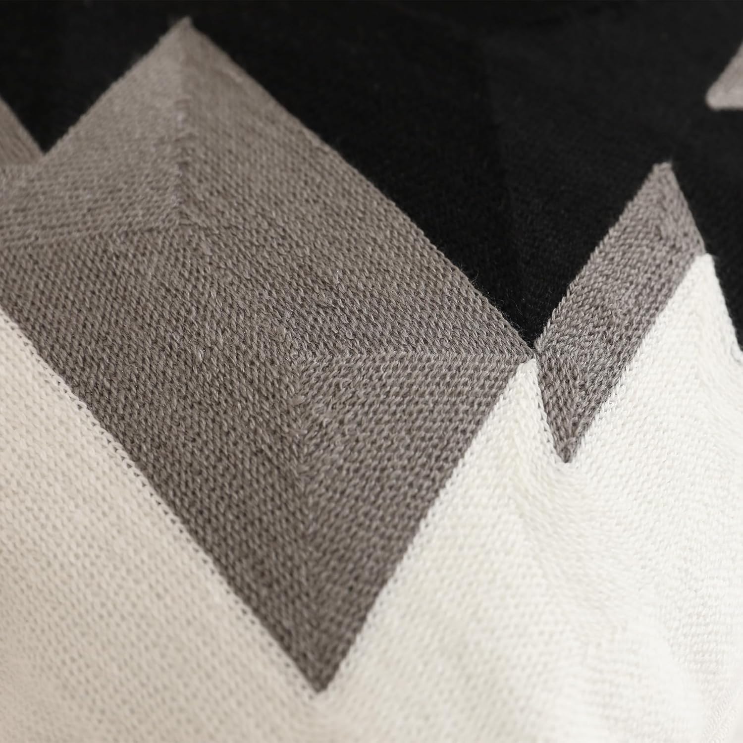 IKATYARN Pack of 2 Black White Grey Aztec Embroidery Throw Pillow Cover, Boho Tribal Geometric Pillowcase, Modern Farmhouse Southwestern Cushion Case for Couch Sofa Bed, 18"x18" - Image 3