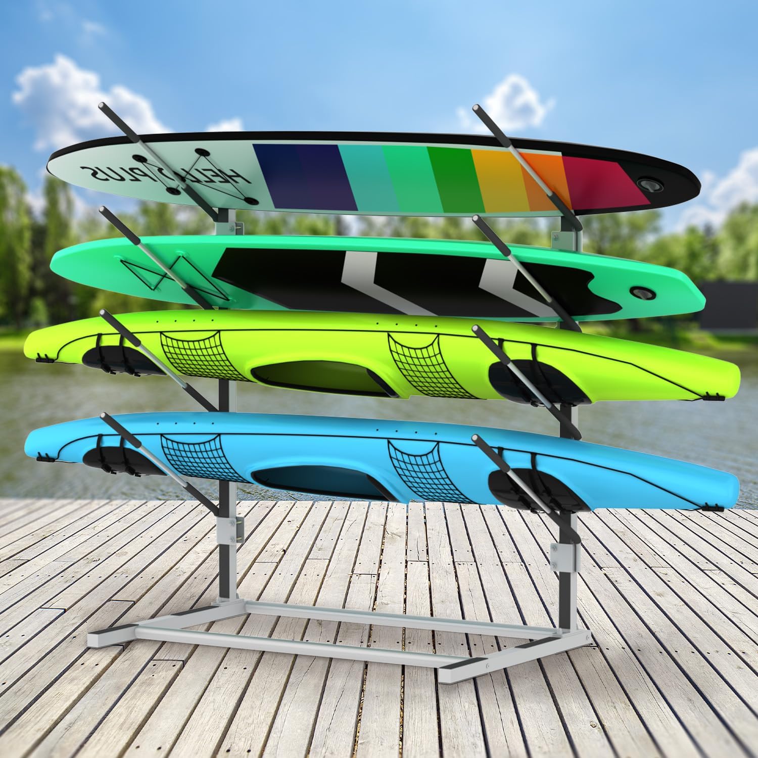 jxgzyy Kayak Storage Rack, Paddle Board Rack, Adjustable Kayak Racks for Outdoor Storage, Surfboard Rack, Freestanding Kayak Holder, Kayak Stand for Indoor, Outdoor, Garage, Shed, Dock jxgzyy Kayak Storage Rack, Paddle Board Rack, Adjustable Kayak Racks for Outdoor Storage, Surfboard Rack, Freestanding Kayak Holder, Kayak Stand for Indoor, Outdoor, Garage, Shed, Dock