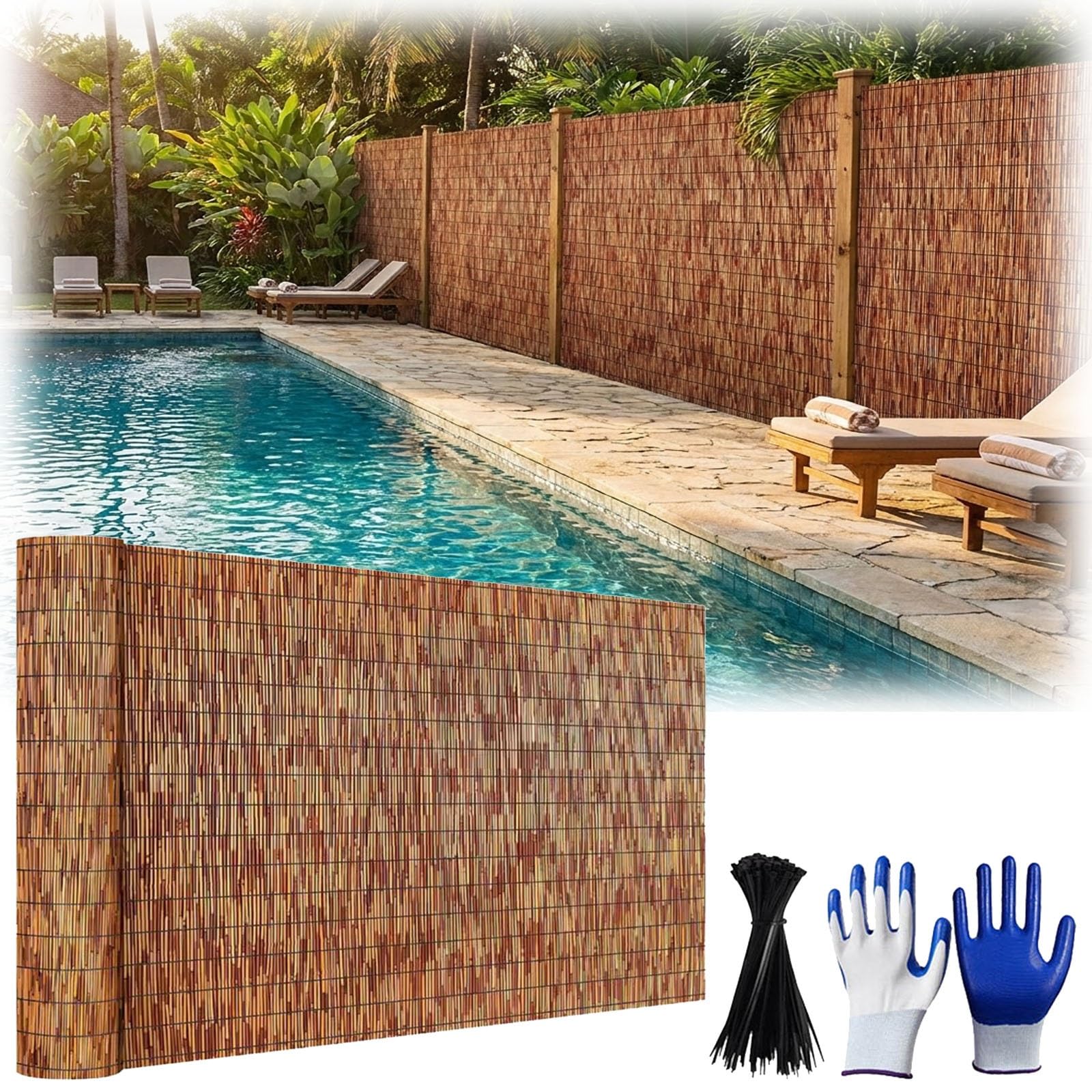 Générique Canisse en Roseau Naturel Brise Vue pour Décoration de Jardin, Canisse Occultant Extérieur pour Balcon Terrasse Pergola, Clôture Pare-Soleil Coupe-Vent Protection Intimité(61x884cm(2x29ft))
