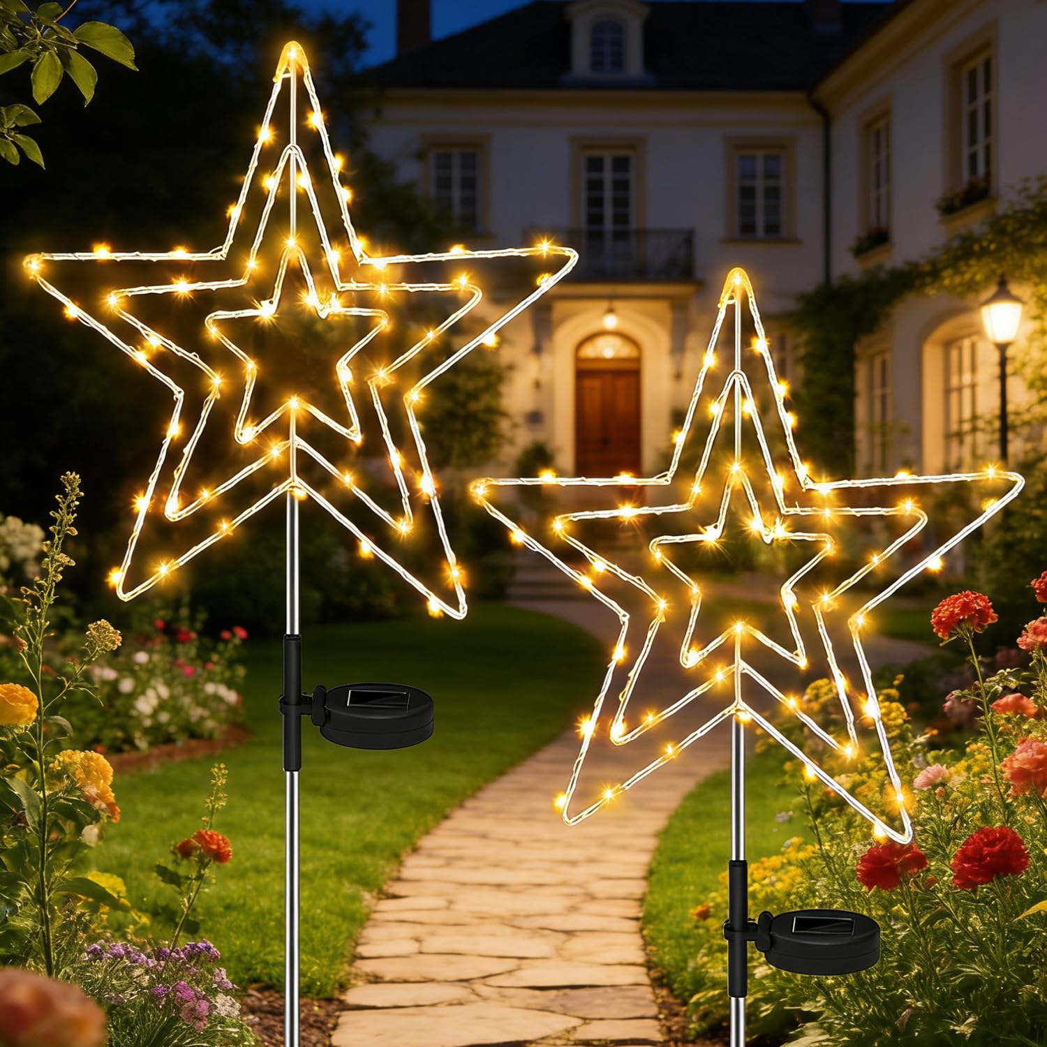 Vuurwerk op zonne-energie, 4 stuks 480 led-buitenverlichting op zonne- energie, 8 modi, vuurvliegjes op zonne-energie, waterdichte koperdraad, starburst-lampen, kerstverlichting voor color