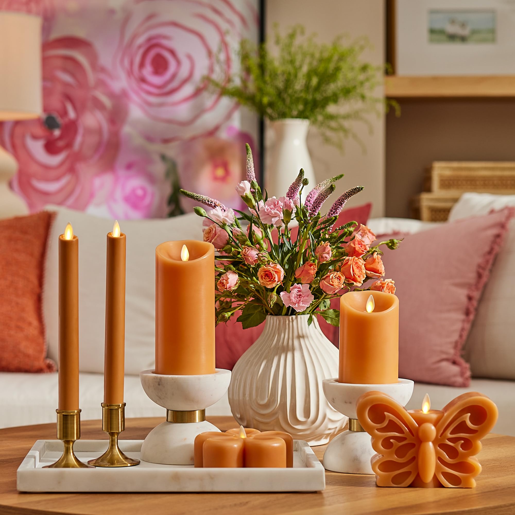 Luminara - Candela conica a batteria senza fiamma - Miele illuminato dal sole - Confezione da 1-1 x 9,5 - Fiamma tremolante LED - Realistico sicuro per bambini e animali domestici