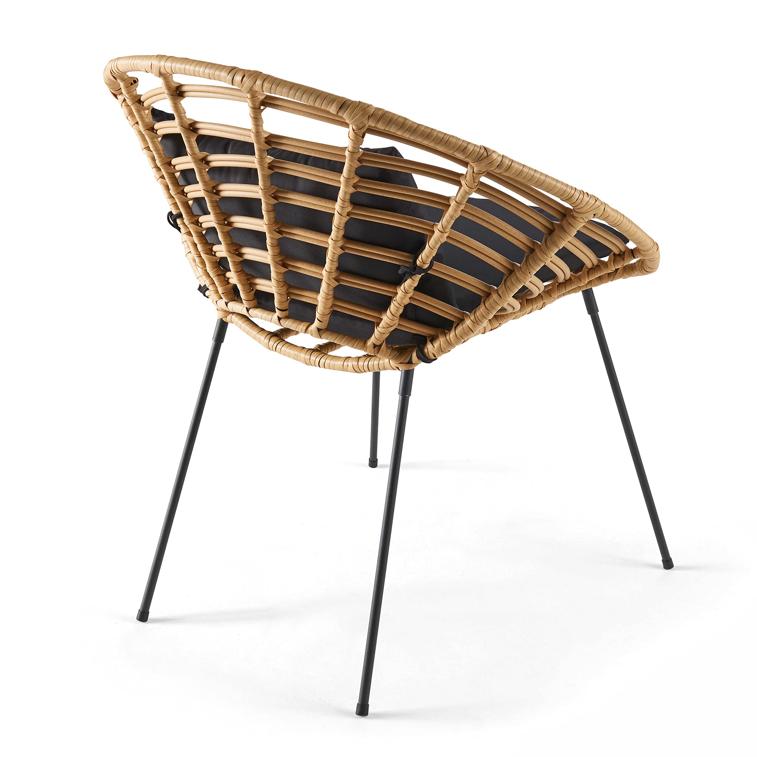 Oviala Lot de 2 fauteuils de Jardin Rond en résine tressée