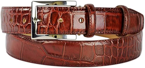 Miniatura 5 de Cinturón de cuero italiano con patrón de cocodrilo para hombre