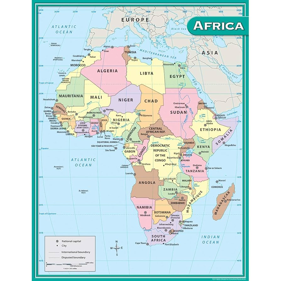 amazon-com-teacher-created-resources-africa-map-chart-multi-color-7650-office-products for Free Printable Map Of Africa Amazon.com: Teacher Created Resources Africa Map Chart, Multi Color (7650) : Office Products for Free Printable Map Of Africa