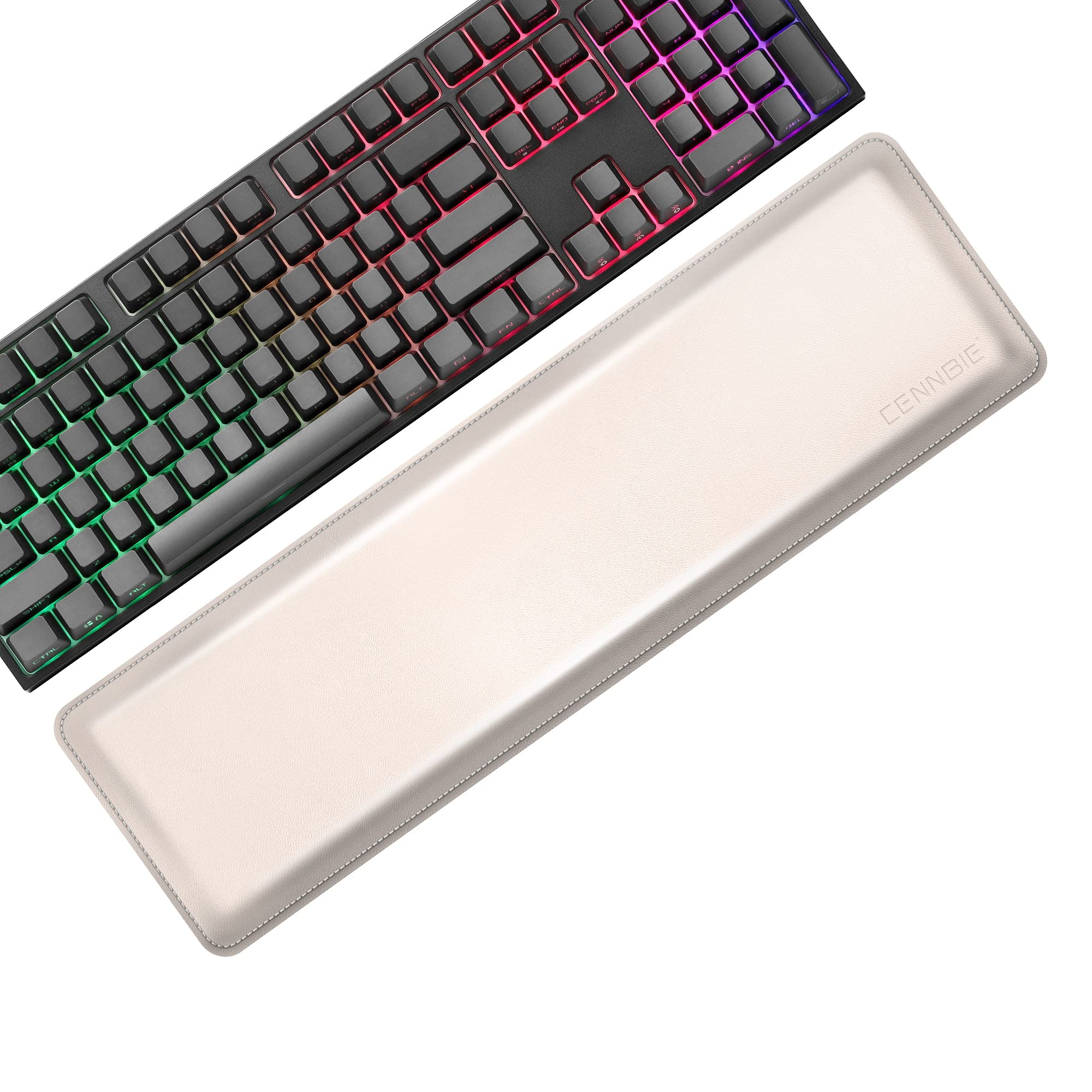 Soft Wrist Rest PU Leather Wrist Support Pad Laptop Wrist Rest for Office/Home/Laptop, Enlarge Soft Cushion Memory Foam Interior Pain Relief Wrist Pad - Off White