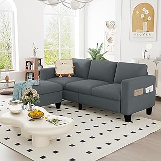 ZeeFu Convertible Sectional Sofa Couch,Classic 3 Seat L-Shaped Sofa with...