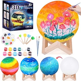 Crafts Girls 6 7 8 9 10 11 12 Years, Gifts for Girls Moon Lamp Painting Set, Craft Set for Children 7-8-9 Years DIY Creative Painting Night Light Birthday Gift Children's Toy from 5 Years