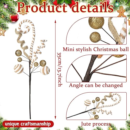 Miniatura 9 de 6 piezas de dulces rojos y blancos para decoración de árbol de Navidad, paletas, adornos de Navidad, bolas de caramelo rizado para decoración de