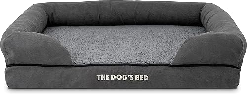 Miniatura 18 de The Dog's Bed, felpa gris XL, espuma viscoelástica sólida, alivio del dolor: artritis, displasia de cadera y codo, poscirugía, cojera, apoyo, negro,