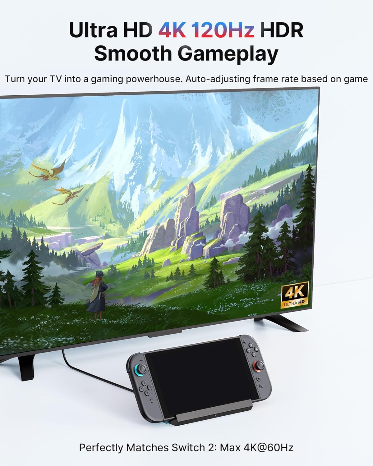 Antank Switch 2 Dock Compatible with Nintendo Switch 2 Only, Aluminum Alloy Retractable Portable TV Docking Station with 4K@120Hz HDMI Output/100W Input/USB Port