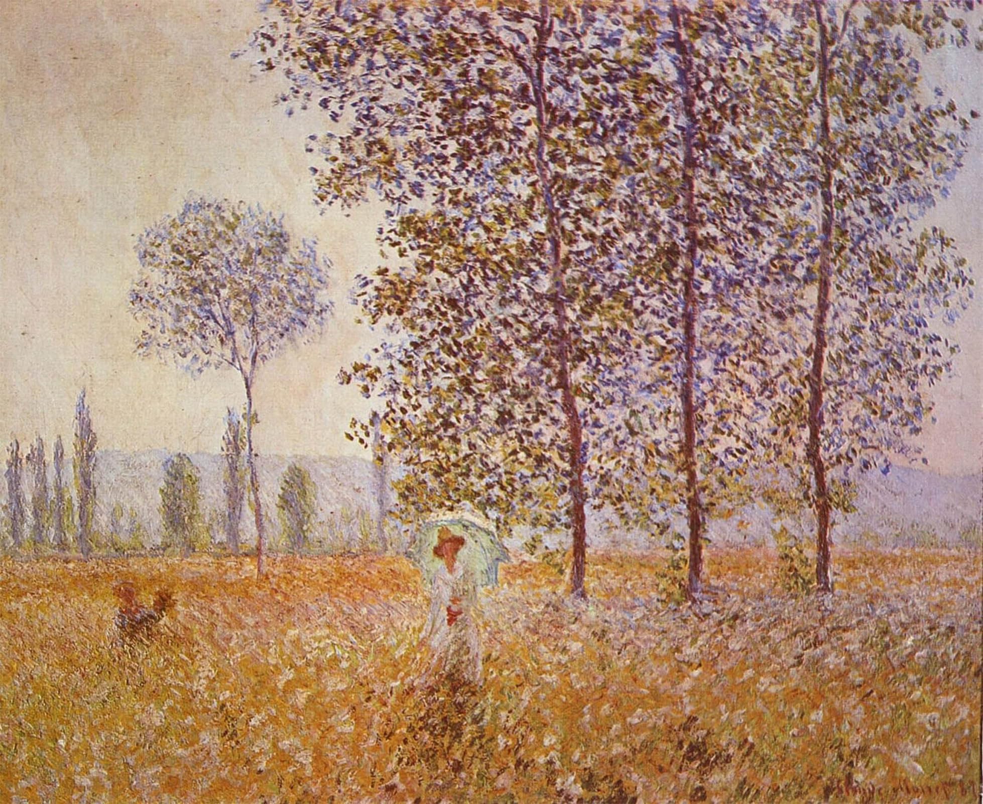 ARTXLXXBN Famous Painting Art Wall Decor Abstract Art Picture Poplars In Sunlight by Claude Monet Animal Pictures for Home Decor 60x90cm