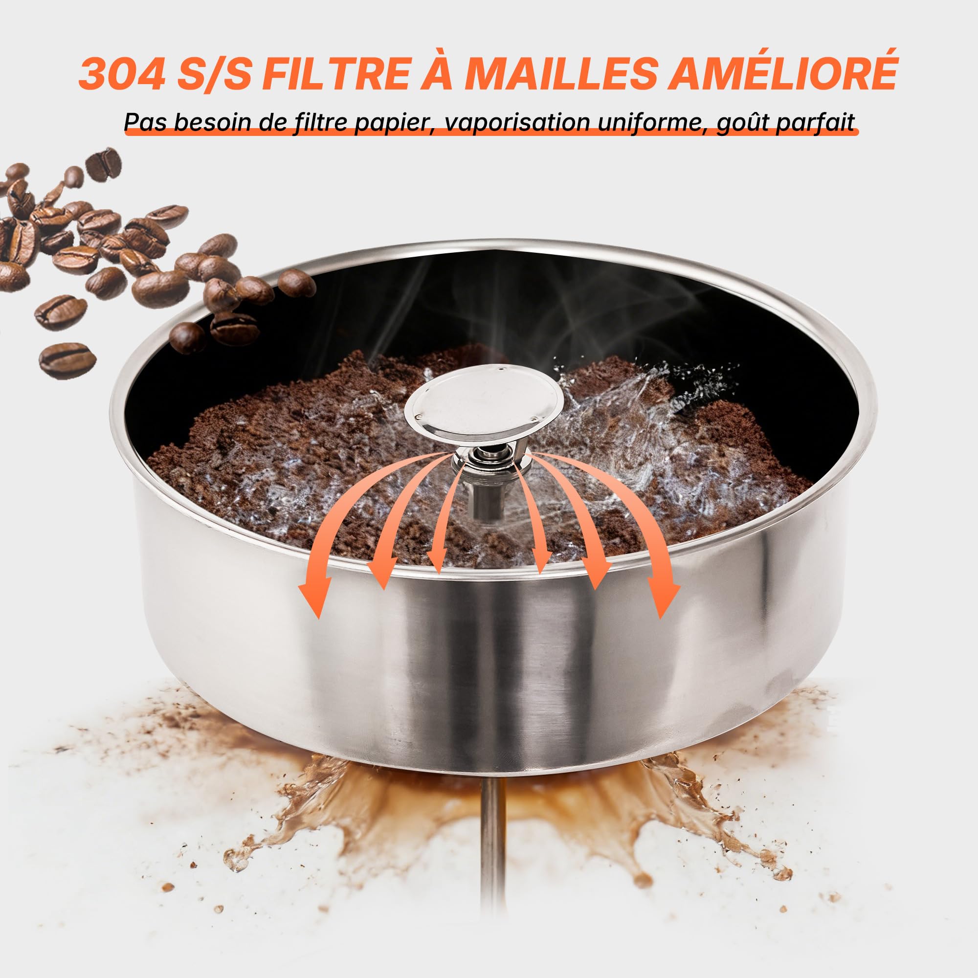 Hakka Percolateur à Café 7L/50 Tasses, Professionnelle Percolateur en Acier Inoxydable, Grand Distributeur de Café, Commercial Percolateurs électrique avec Indicateur de Niveau D'eau (Max: 5,7L)