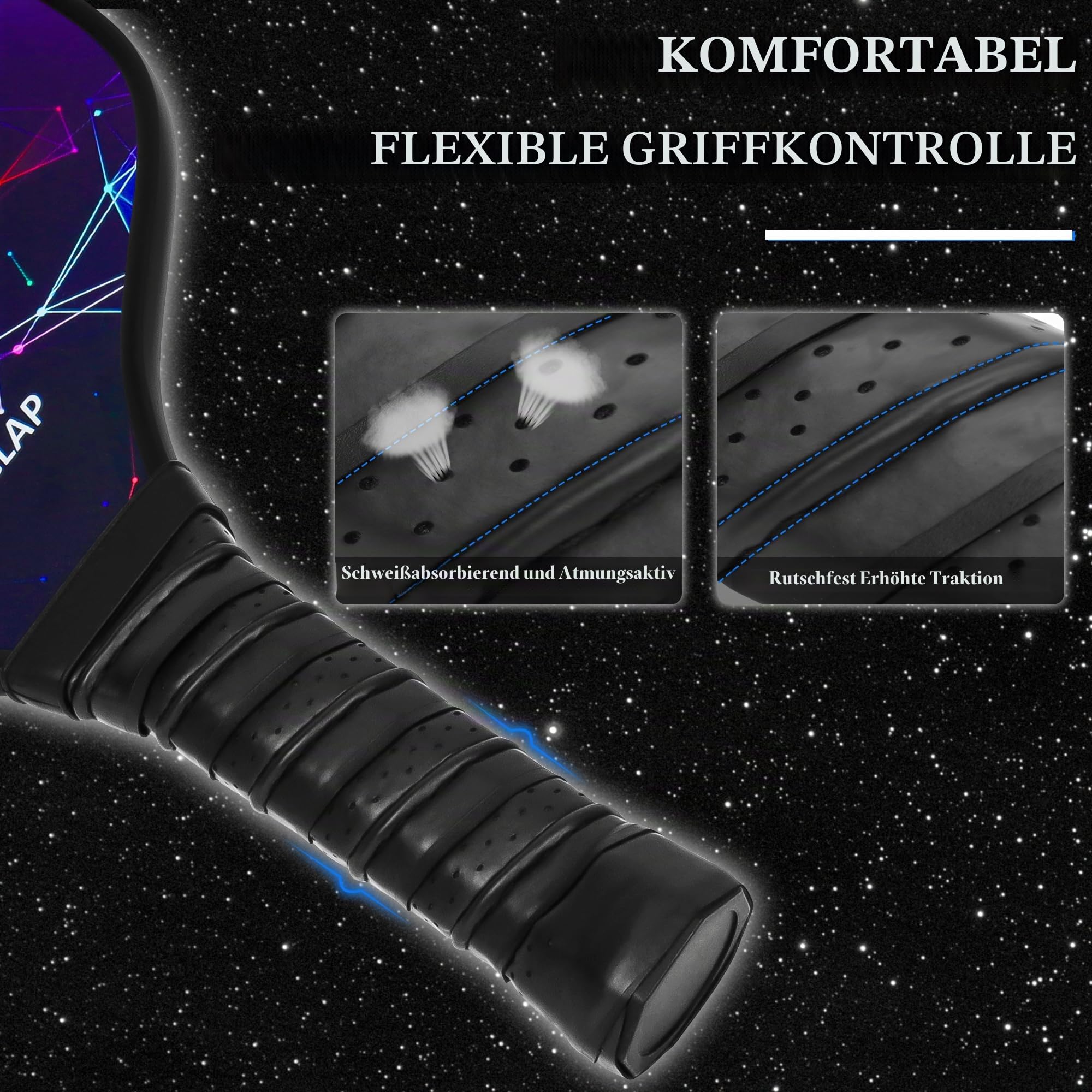 BOOMCLAP Pickleball-Paddel 2er-Set – Fiberglas-Oberfläche, komplett mit 2 Schlägern, 4 Bällen und tragbarer Tragetasche – ideal für Männer und Frauen