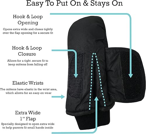 Miniatura 2 de N'Ice Caps - Manoplas impermeables con Thinsulate, para bebés o niños pequeños, manoplas de nieve, para el invierno, fáciles de poner