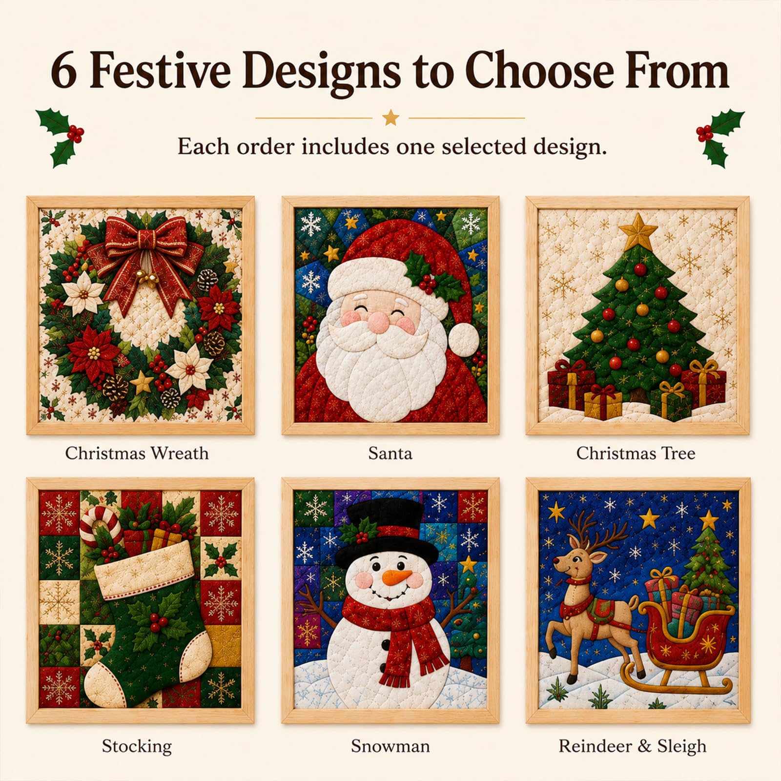 No-Sew DIY Kinusaiga Fabric Art Kit, with Frame & Tools, B04, Christmas Collection - Image 8