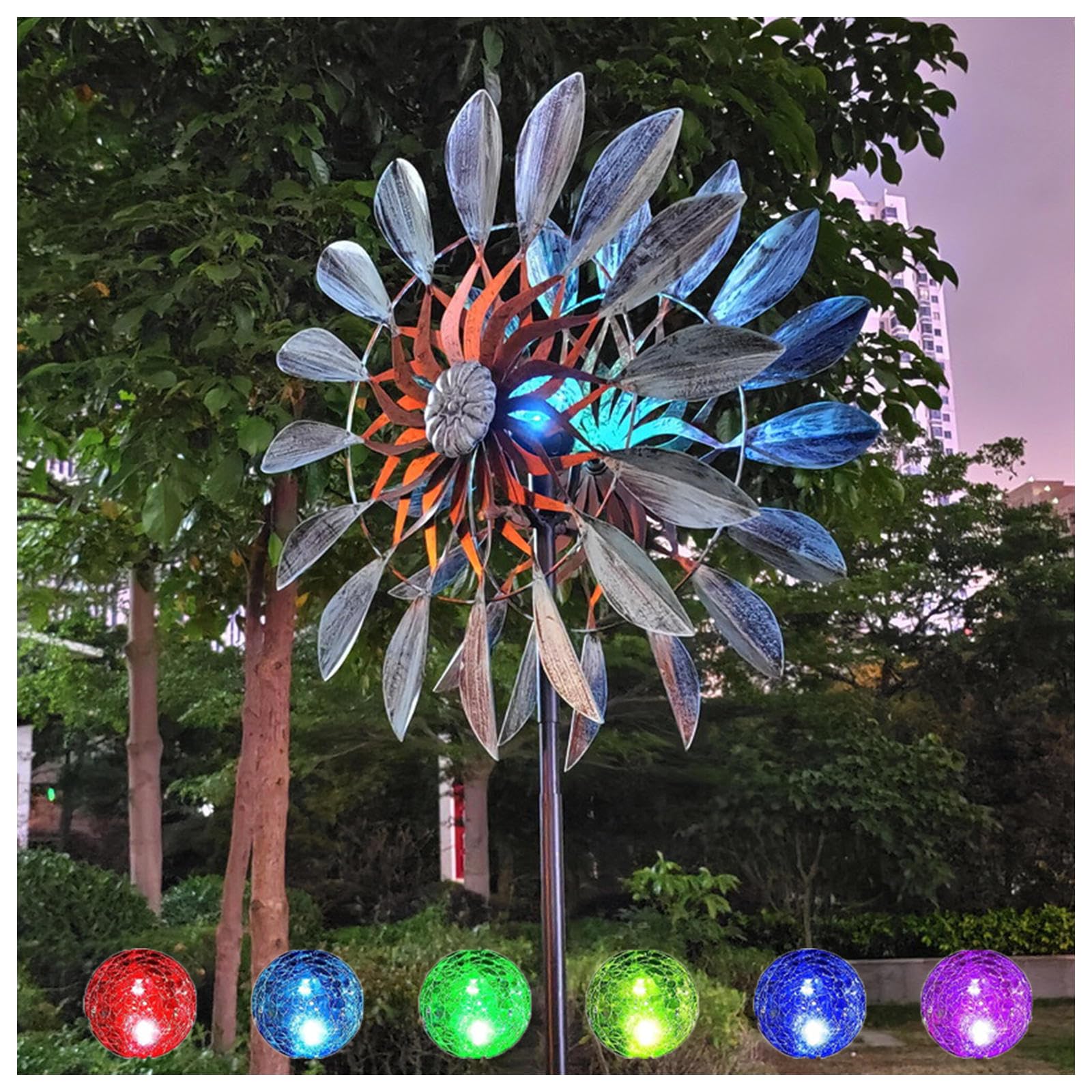 84in Yard Art Wind Spinner, Wind Spinner Outdoor Metal, 360° Wind With Kinetic Windmills for Garden