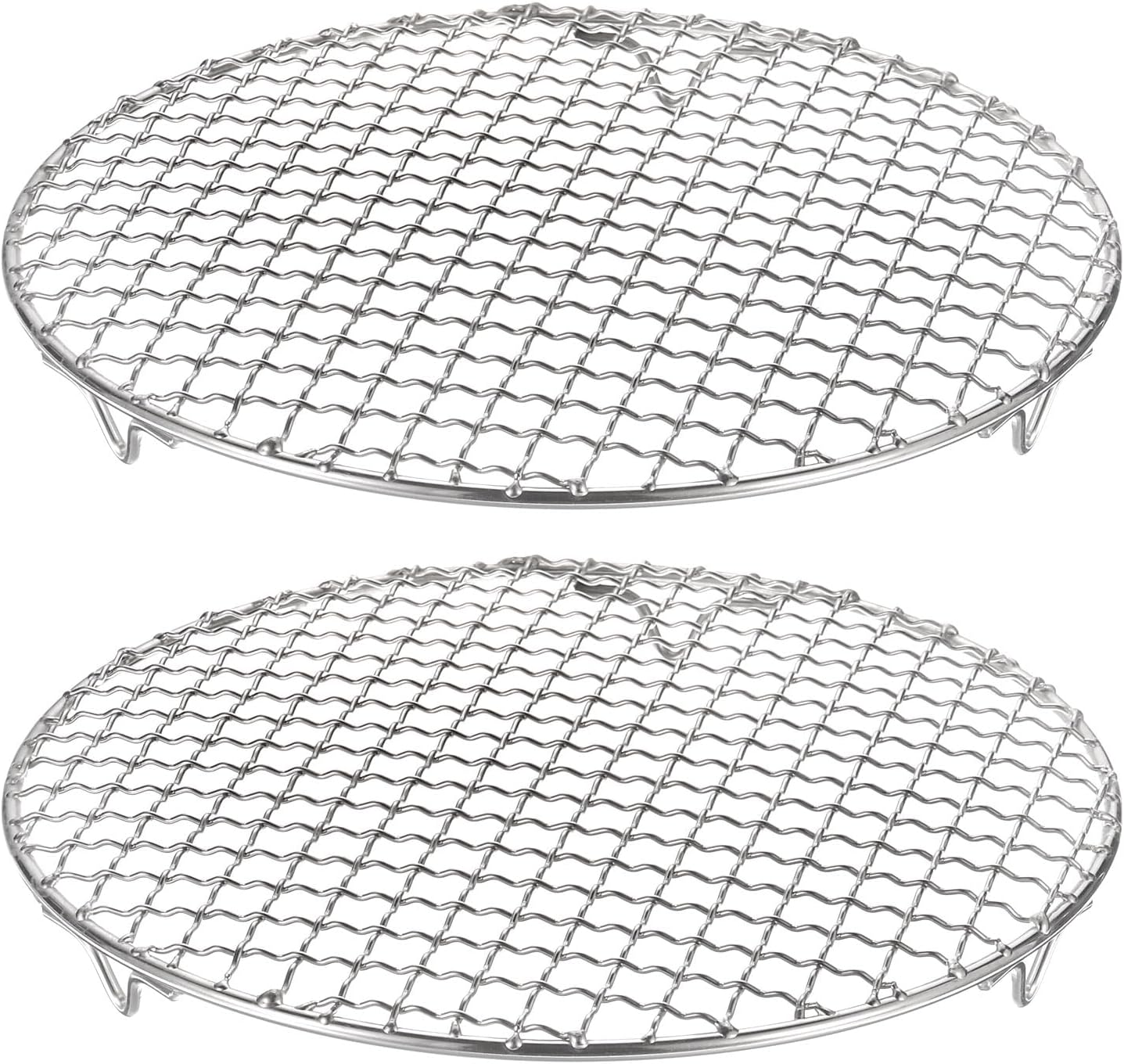 HARFINGTON 2pcs Round Cooking Rack 9.8-inch 201 Stainless Steel Cross Wire Barbecue Grill Net with 20mm Legs for Cooking Baking Steaming BBQ