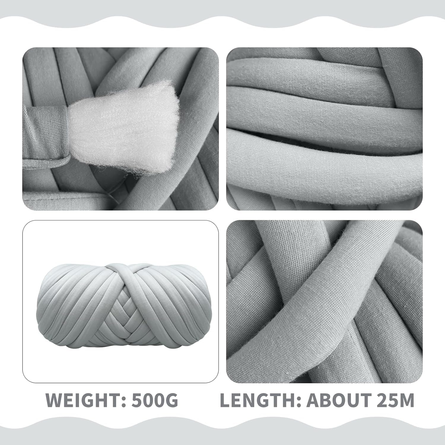 Häkelgarn, Grobes Island-Wollgarn, superweiches Webgarn, Häkelgarn, dickes, klobiges T-Shirt-Garn(17#,5 roll(1250g))