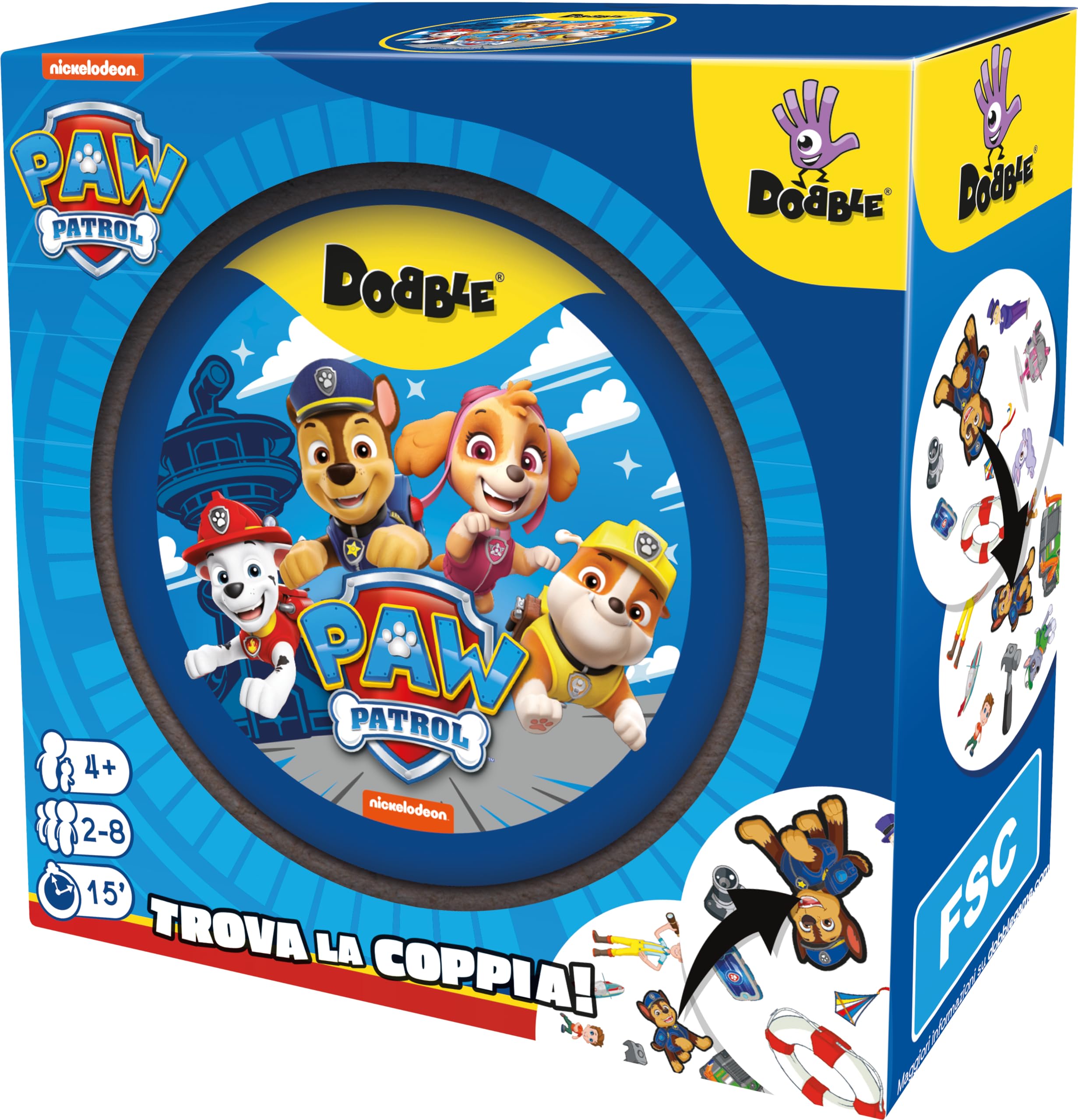 Asmodee - Dobble: Paw Patrol, Divertente Gioco di Carte per Tutta la Famiglia, Eco-Sleeve, 2-8 Giocatori, 4+ Anni, Edizione in Italiano